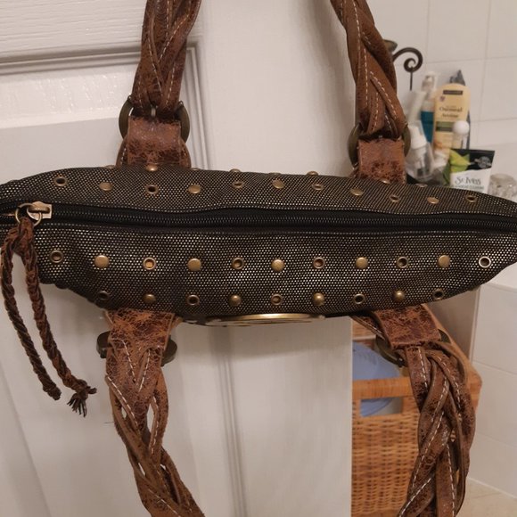 Mark Ecko Purse Gold with Leather Straps very unique . - Picture 5 of 12